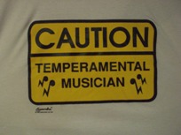 caution temperamental musician t-shirt
